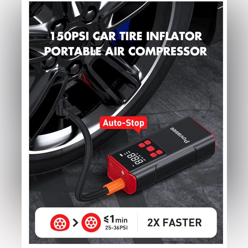 Portable Rechargeable Electric Digital Display Fast Inflate Air Compressor Pump - Picture 5 of 14